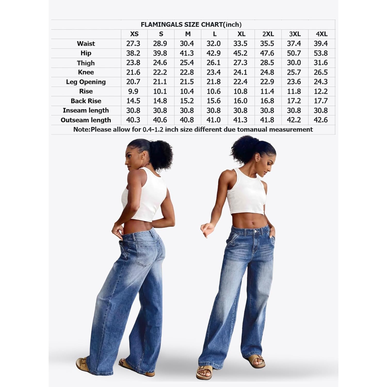 Flamingals wide leg jeans for Women Mid Waist - Image 2