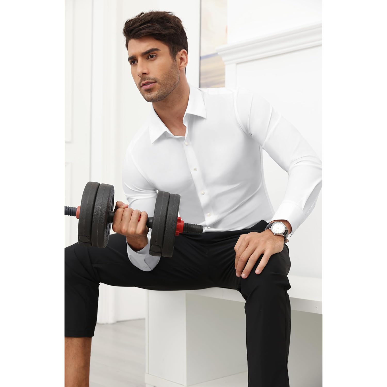 Lion Nardo Stretch Herr Dress skjorta långärmad slim - Image 6