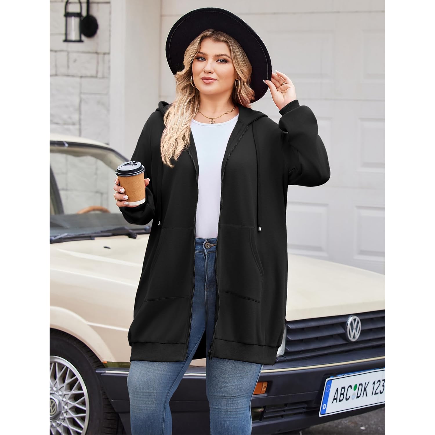 IN'VOLAND Dam Plus Size dragkedja hoodie Long Sleeve - Image 5