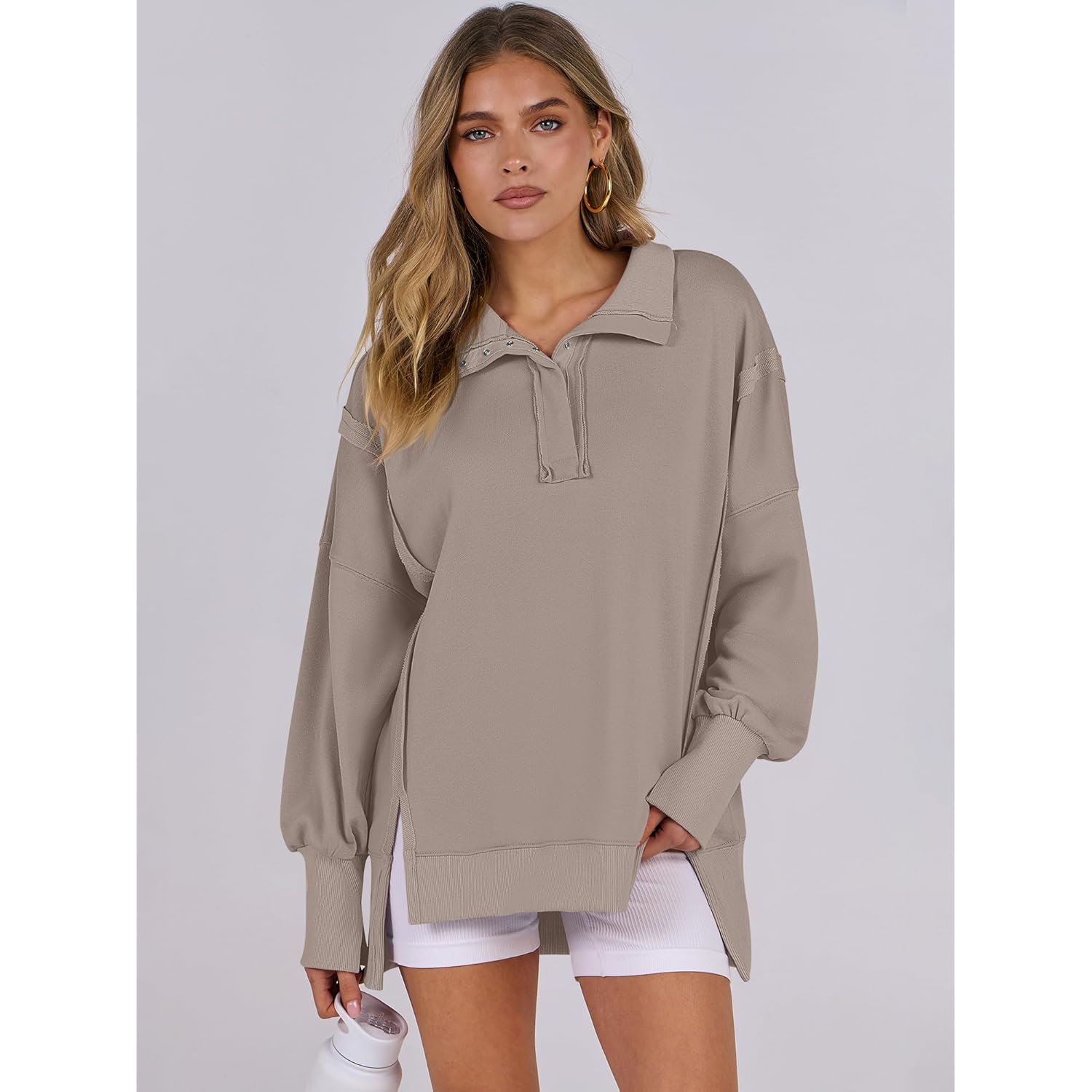 ANRABESS Dam sweatshirt oversized Casual Loose Button Up - Image 5