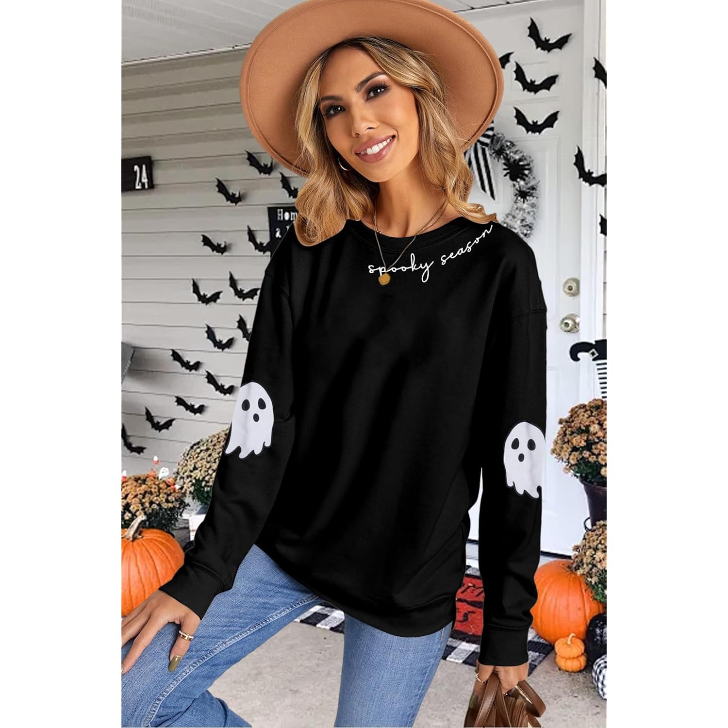 HEBBE Spooky Season sweatshirt Halloween Ghost sweatshirt Dam - Image 4