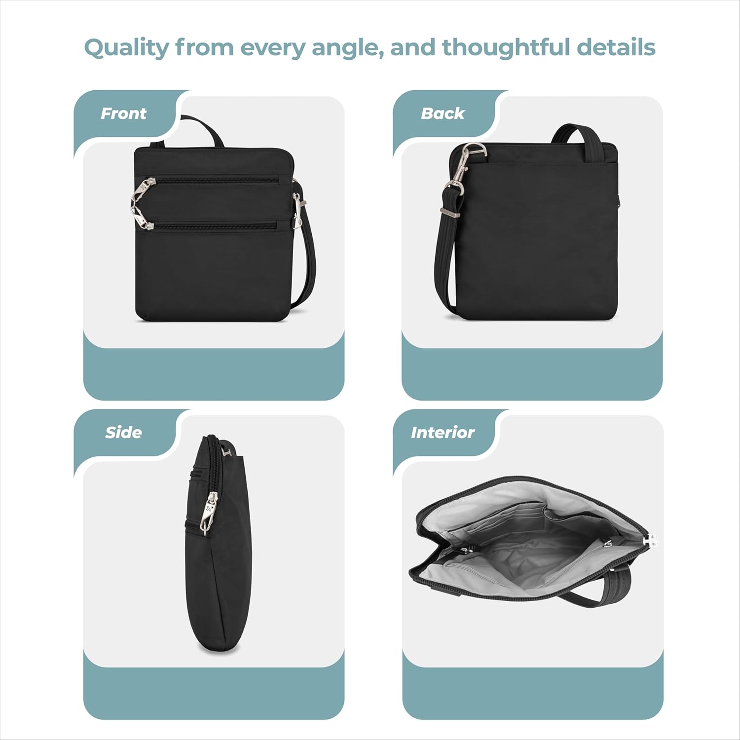 Travelon Anti-theft Classic Slim Double Zip crossbody - Image 5