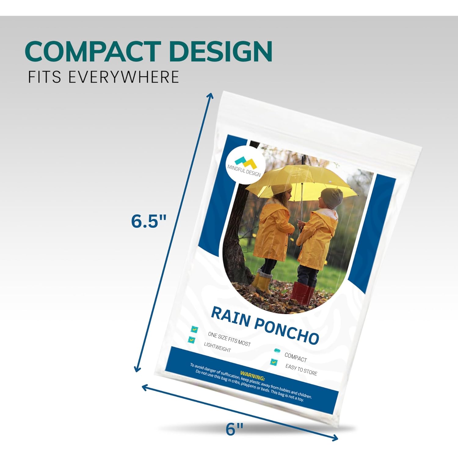 Mindful Design Rain Ponchos with Drawstring Hood (4 - Image 3