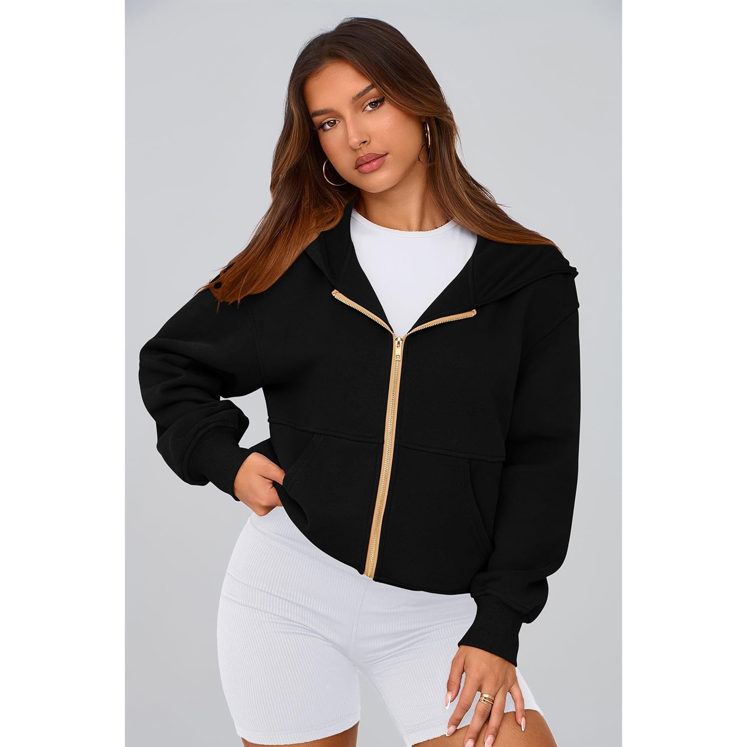 PRETTYGARDEN hoodie for Dam sweatshirt dragkedja hoodie Fall - Image 3