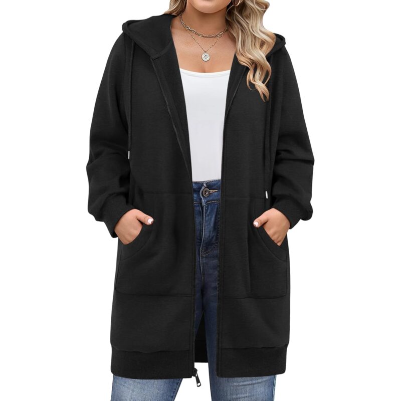 IN'VOLAND Dam Plus Size dragkedja hoodie Long Sleeve