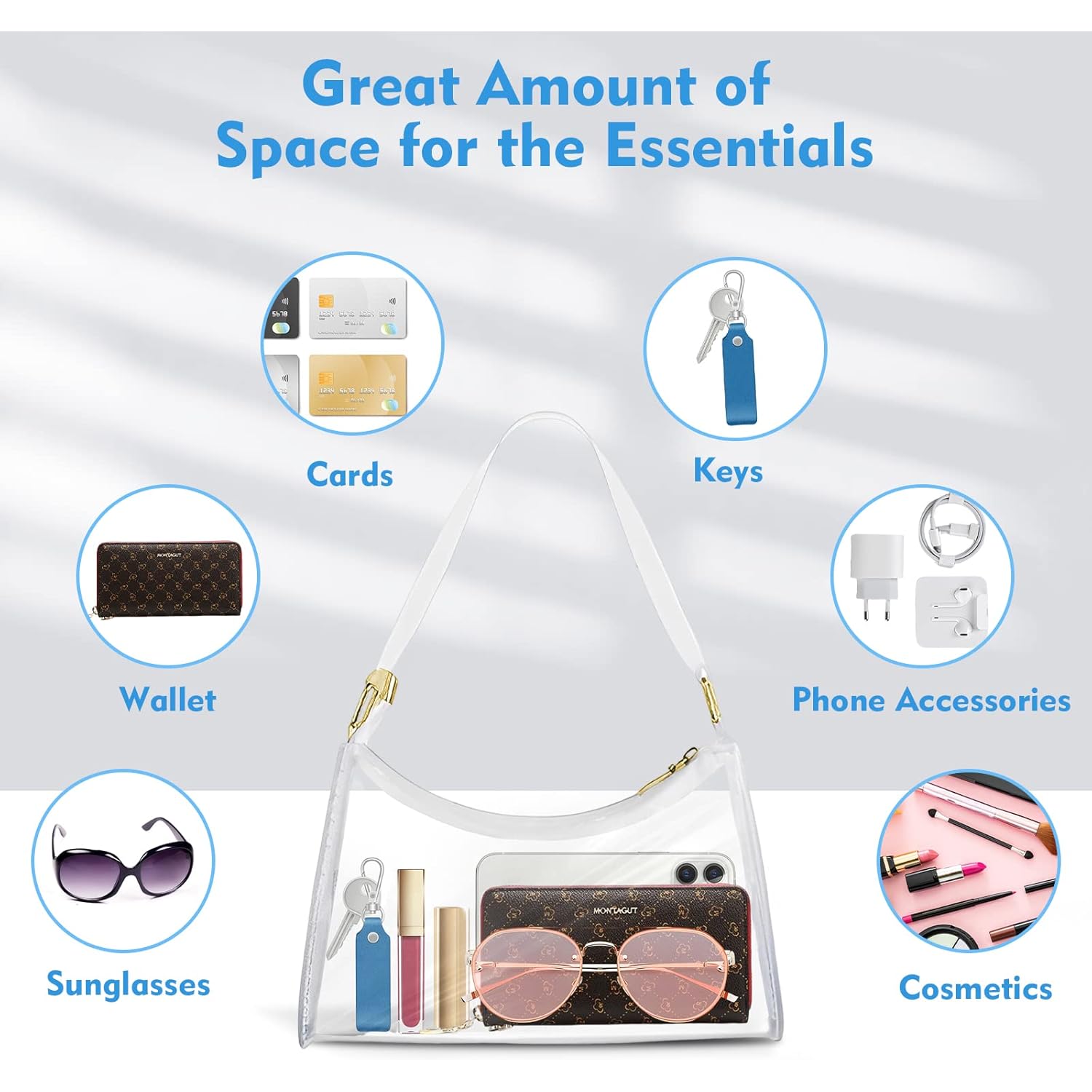 Stadium Approved Bags for Women -axelväska PVC Purse, - Image 2