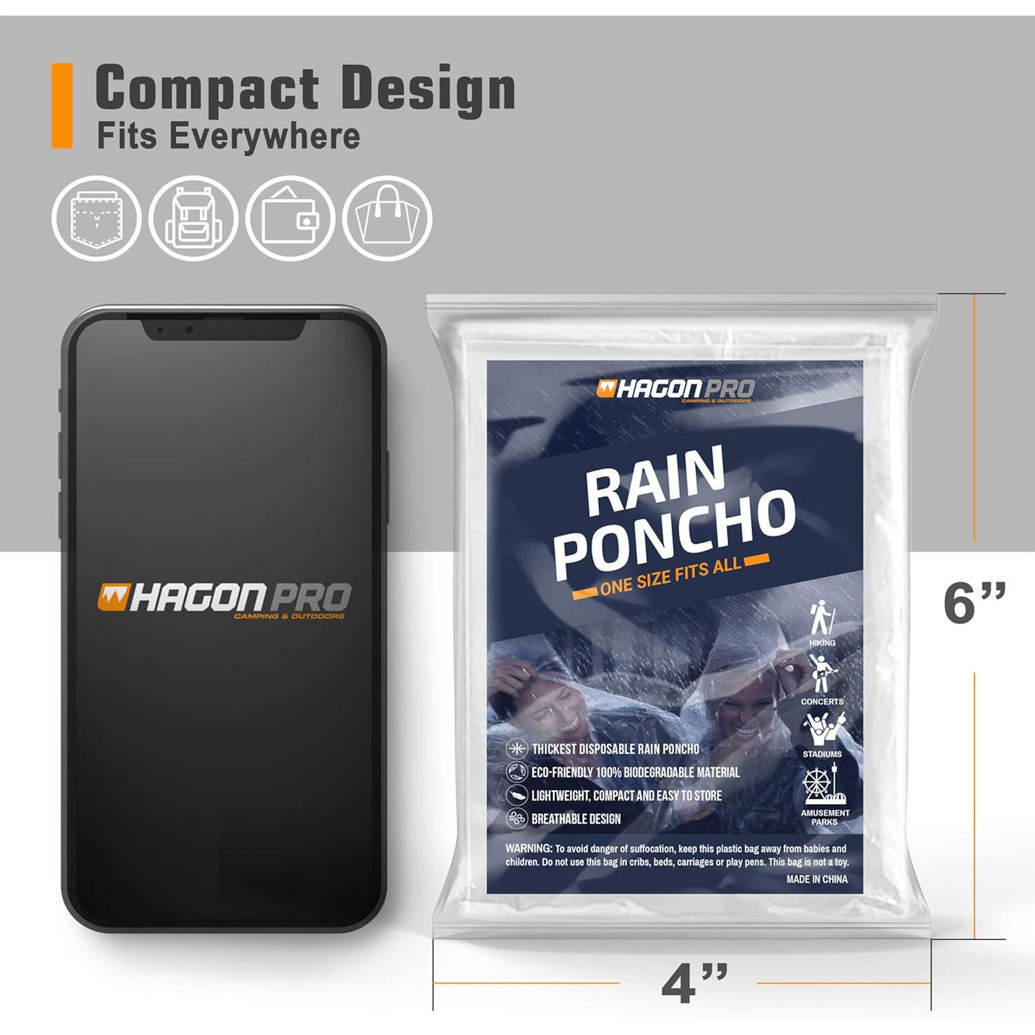 Hagon PRO Disposable Rain Ponchos for Adults (5 - Image 5