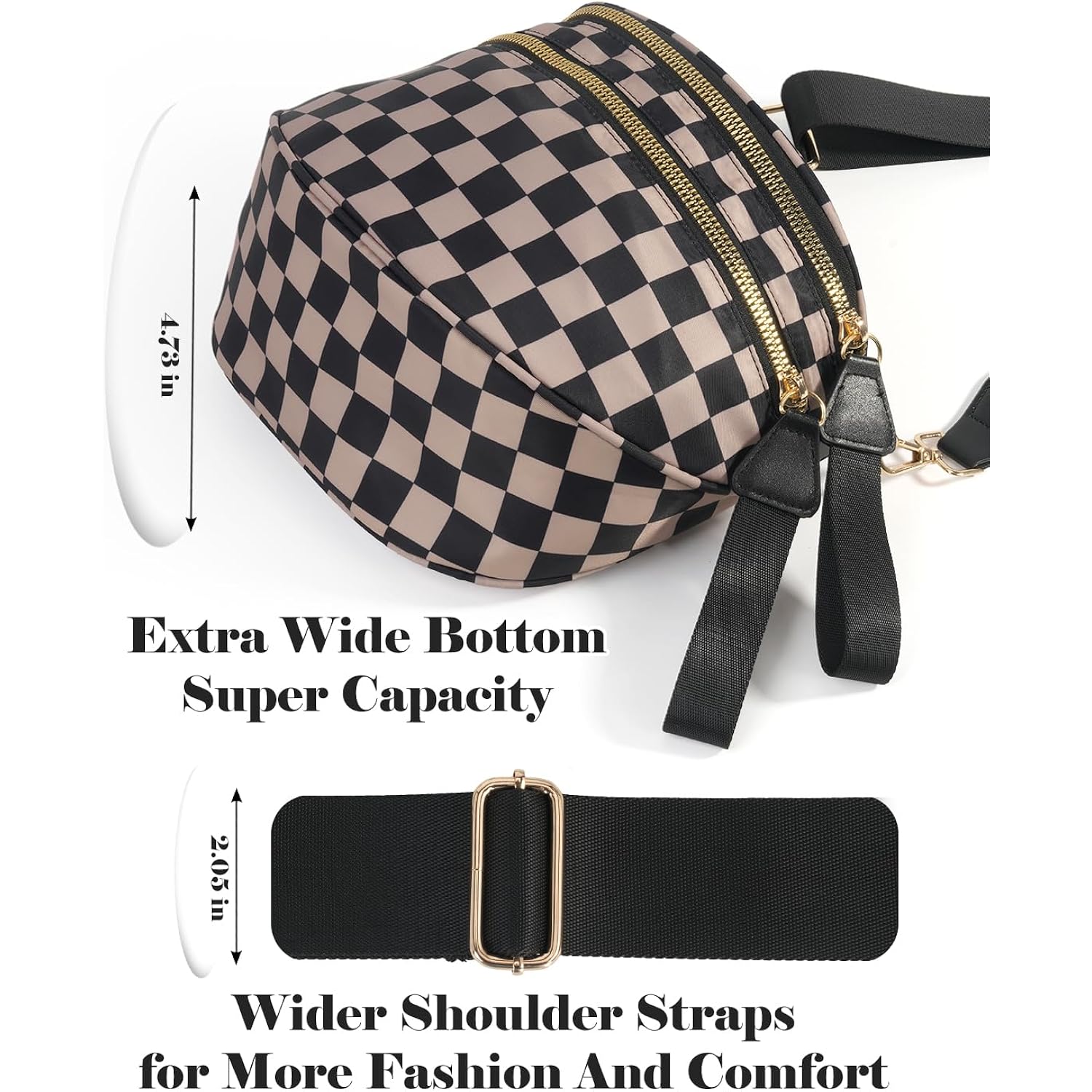 Svart and vit Checkered crossbody Bag Bum Bag - Image 5