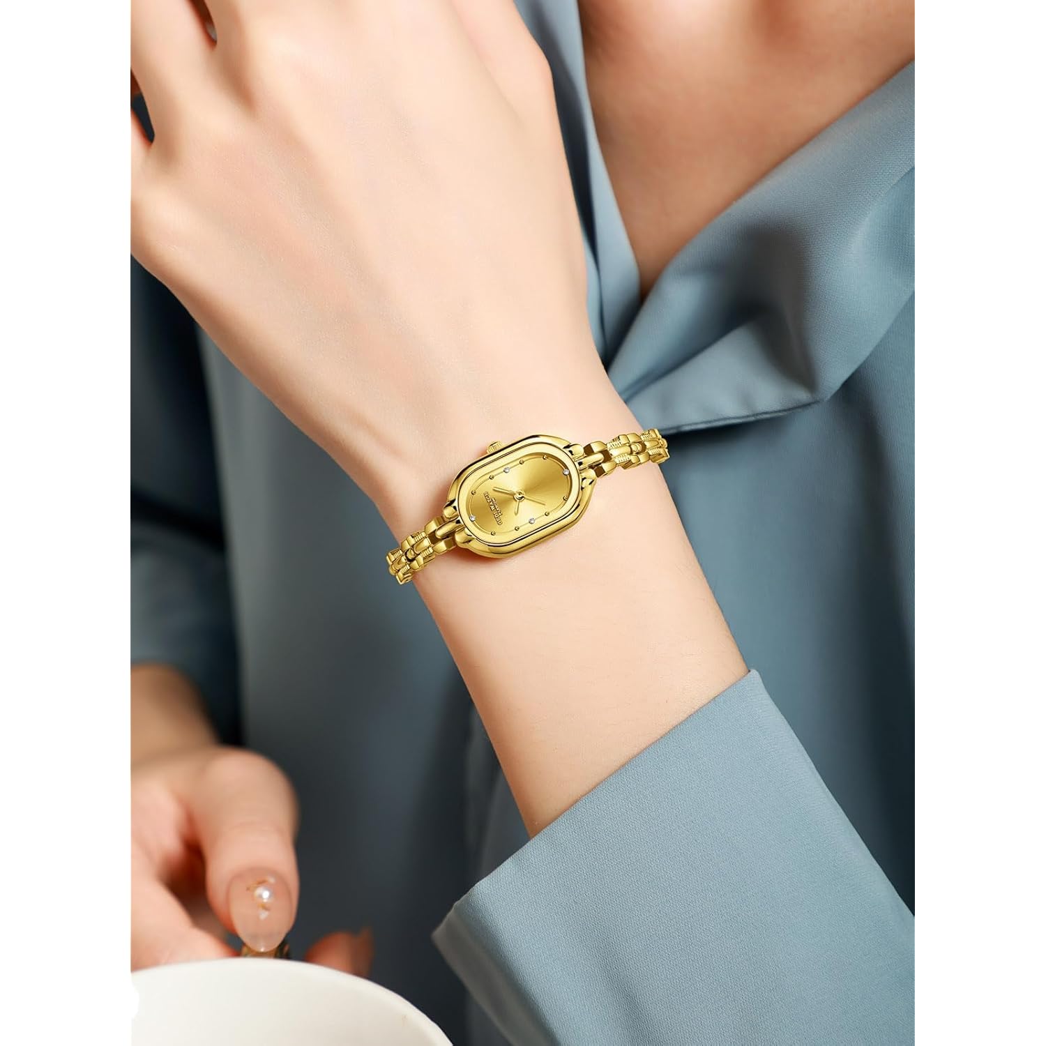 CARLIEN Women Vintage Petite Bracelet guld Dainty klocka - Image 5