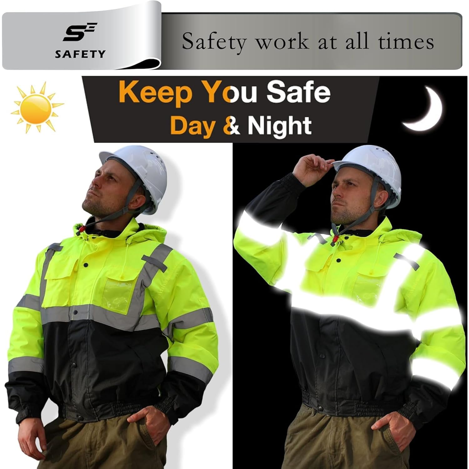Sesafety Reflective jacka for Men, High Visibility jacka, - Image 5