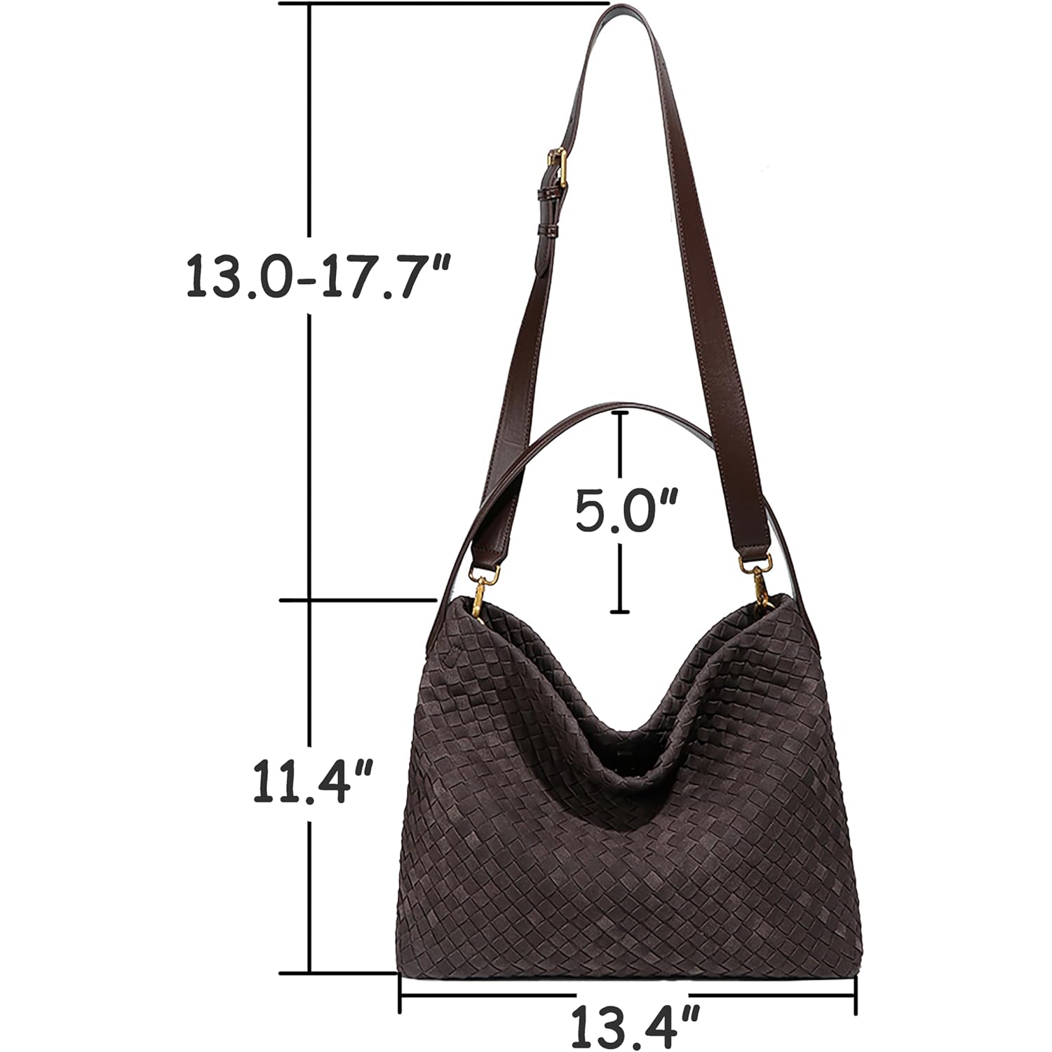 Woven Suede axelväska for Women Suede Hobo Bag