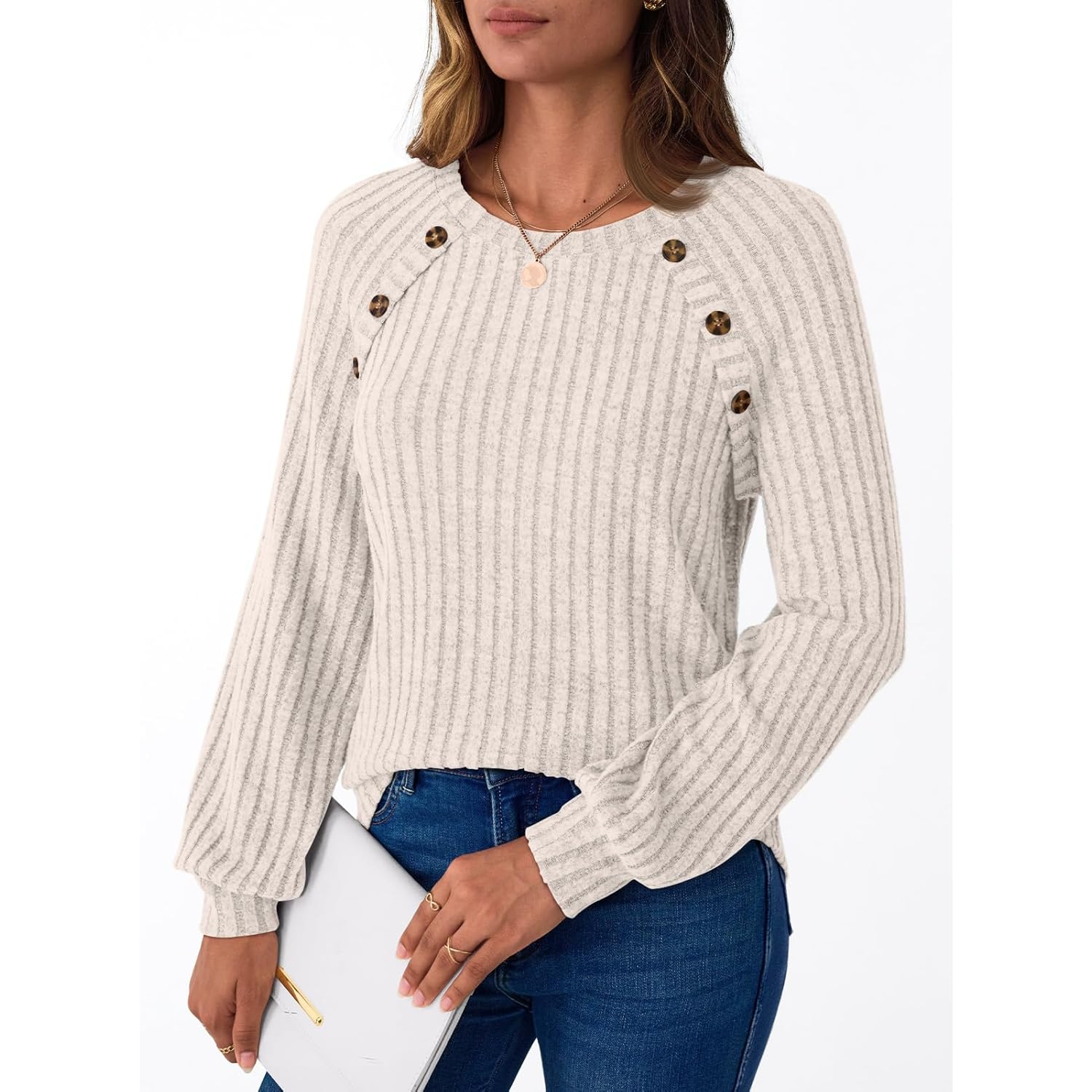 AUTOMET Dam långärmad Tshirts Business Casual Tunic Work - Image 3