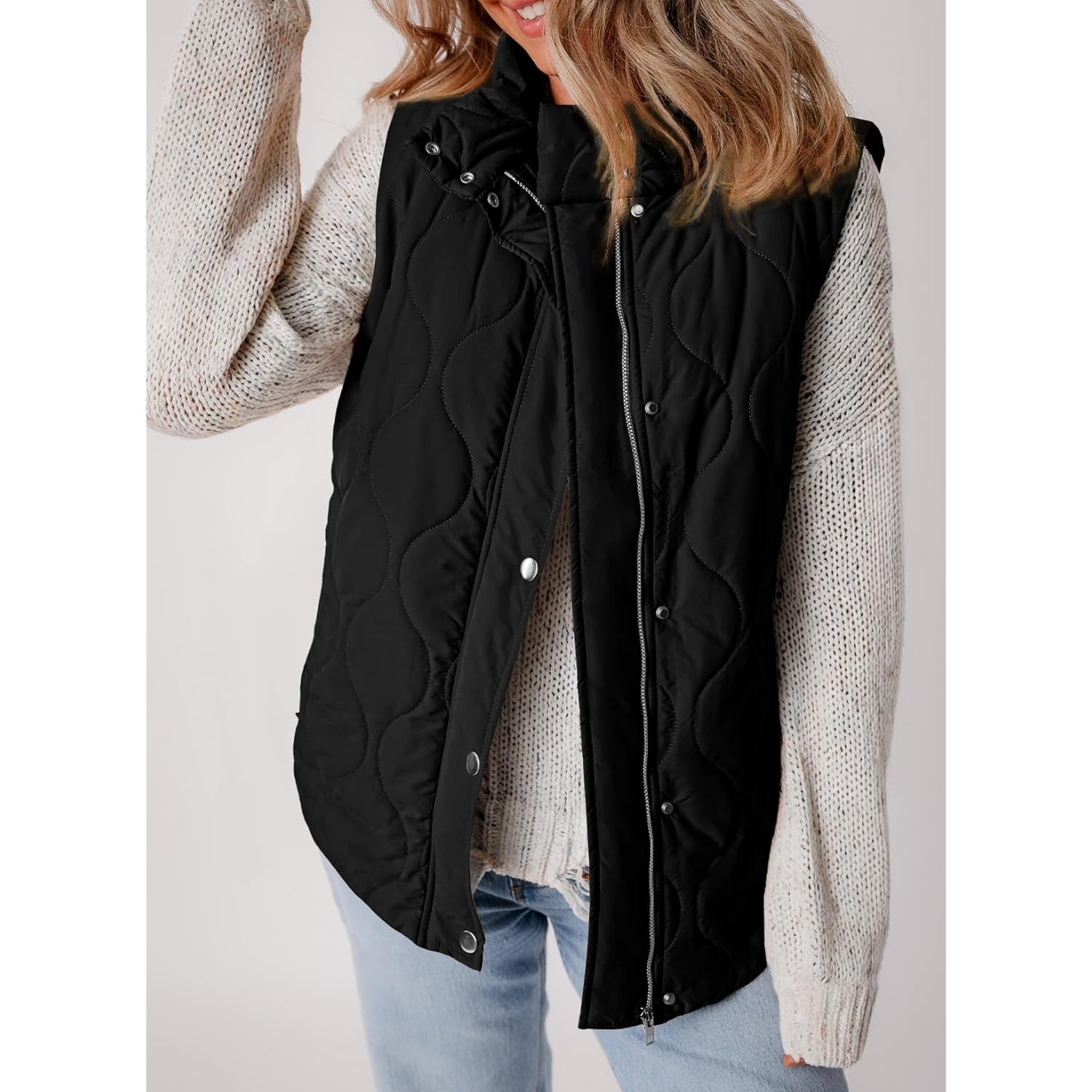 EVALESS cropped puffer väst Dam Lightweight quiltad Stand - Image 6