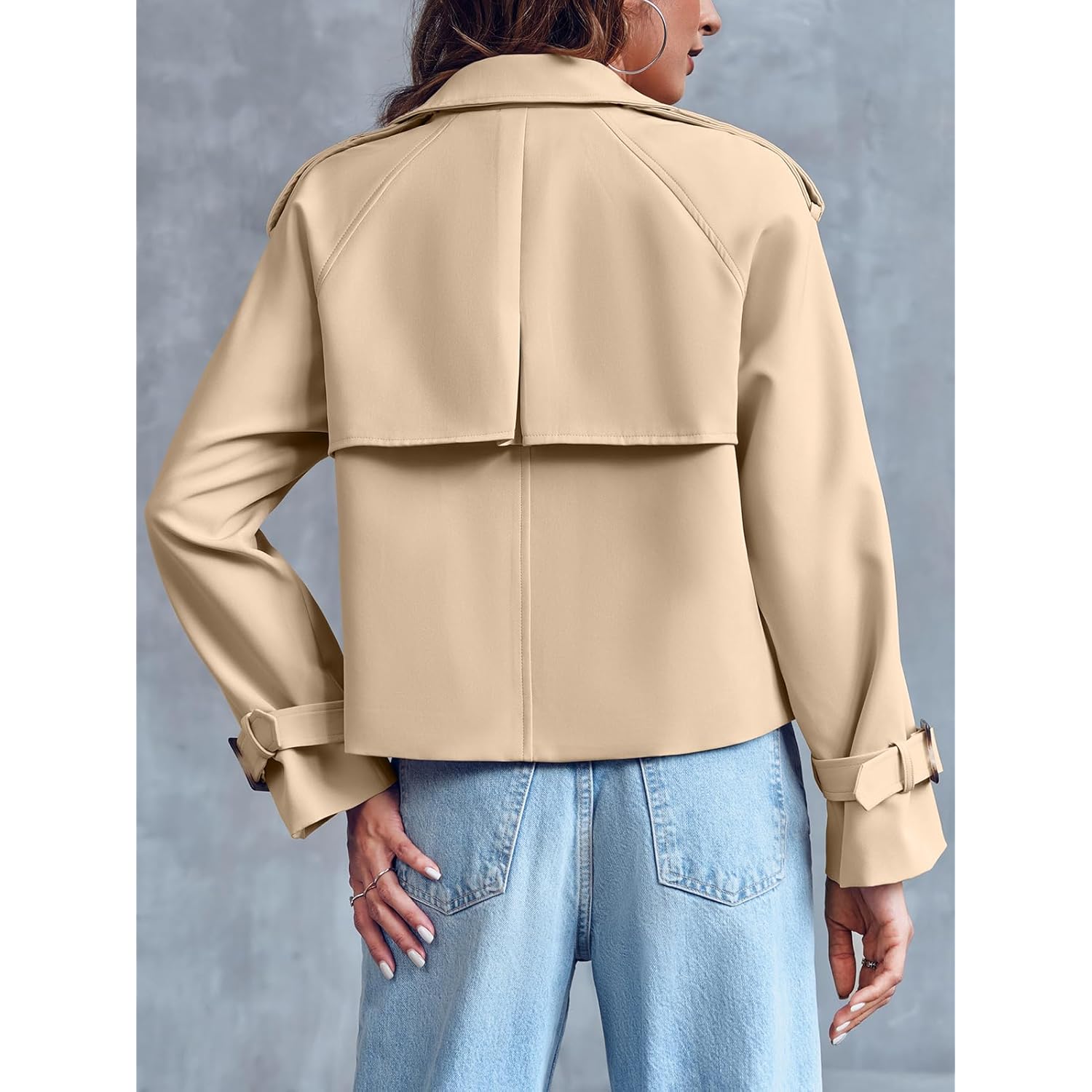 Saodimallsu Dam Crop Double Breasted trench kappa Raglan - Image 5