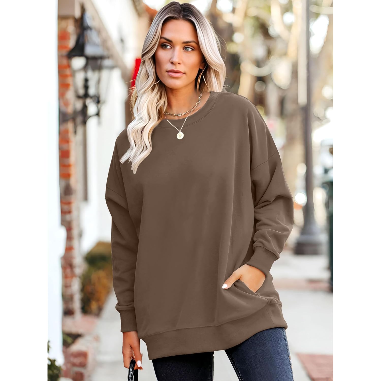 WIHOLL Crewneck sweatshirt Dam Long Sleeve Tops 2025 - Image 2
