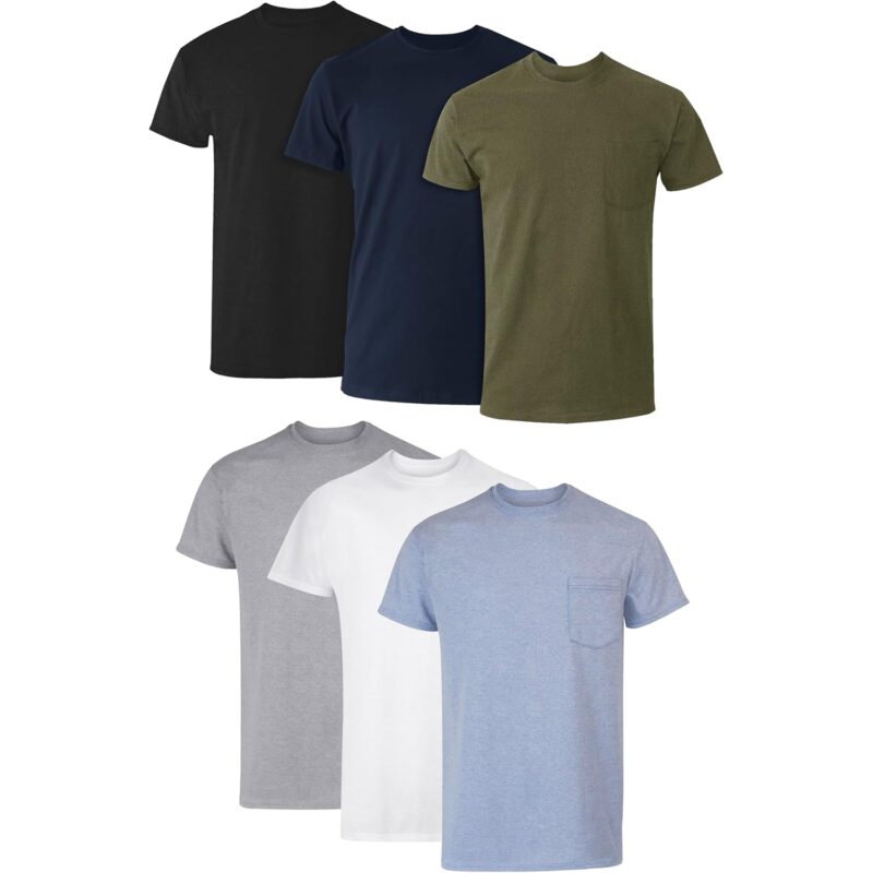 Hanes Herr Pocket t‑shirt Pack, 6-Pack, Cool &