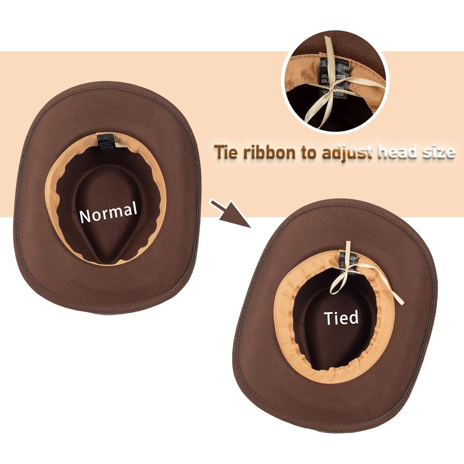 Western Cowboy hatt for Women Men, Rolled-Up Felt - Image 8