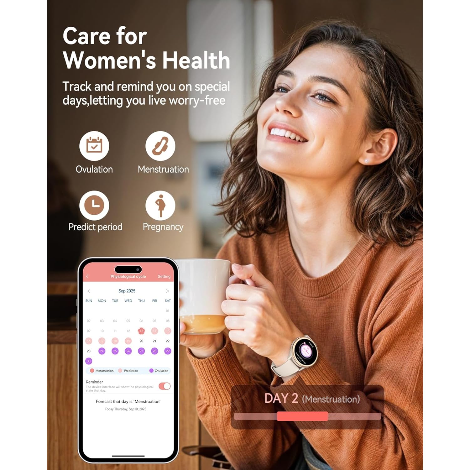 Smart klocka for Women(Answer/Make Calls), 1.27'' AMOLED Screen - Image 7