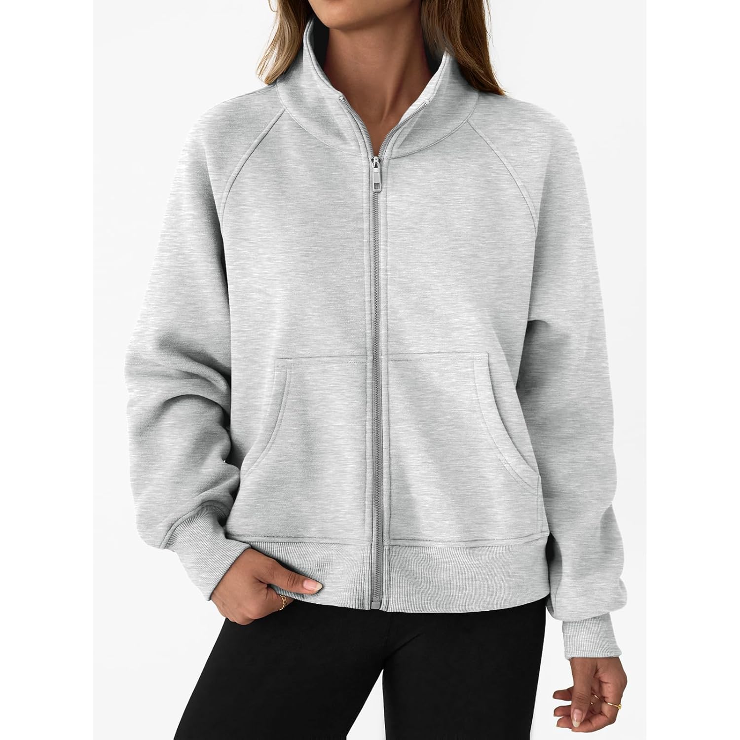 Trendy Queen Dam sweatshirt dragkedja hoodie cropped Crewneck - Image 2