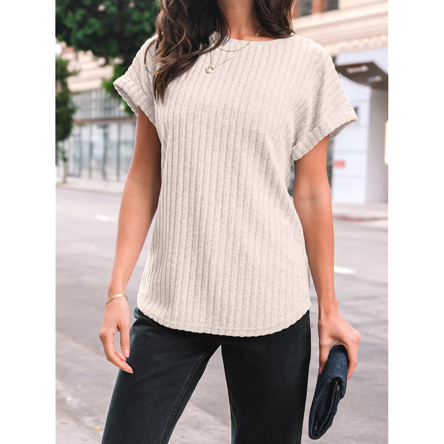 AUTOMET Dam Textured skjorta Fall Sweaters Loose Fit - Image 5