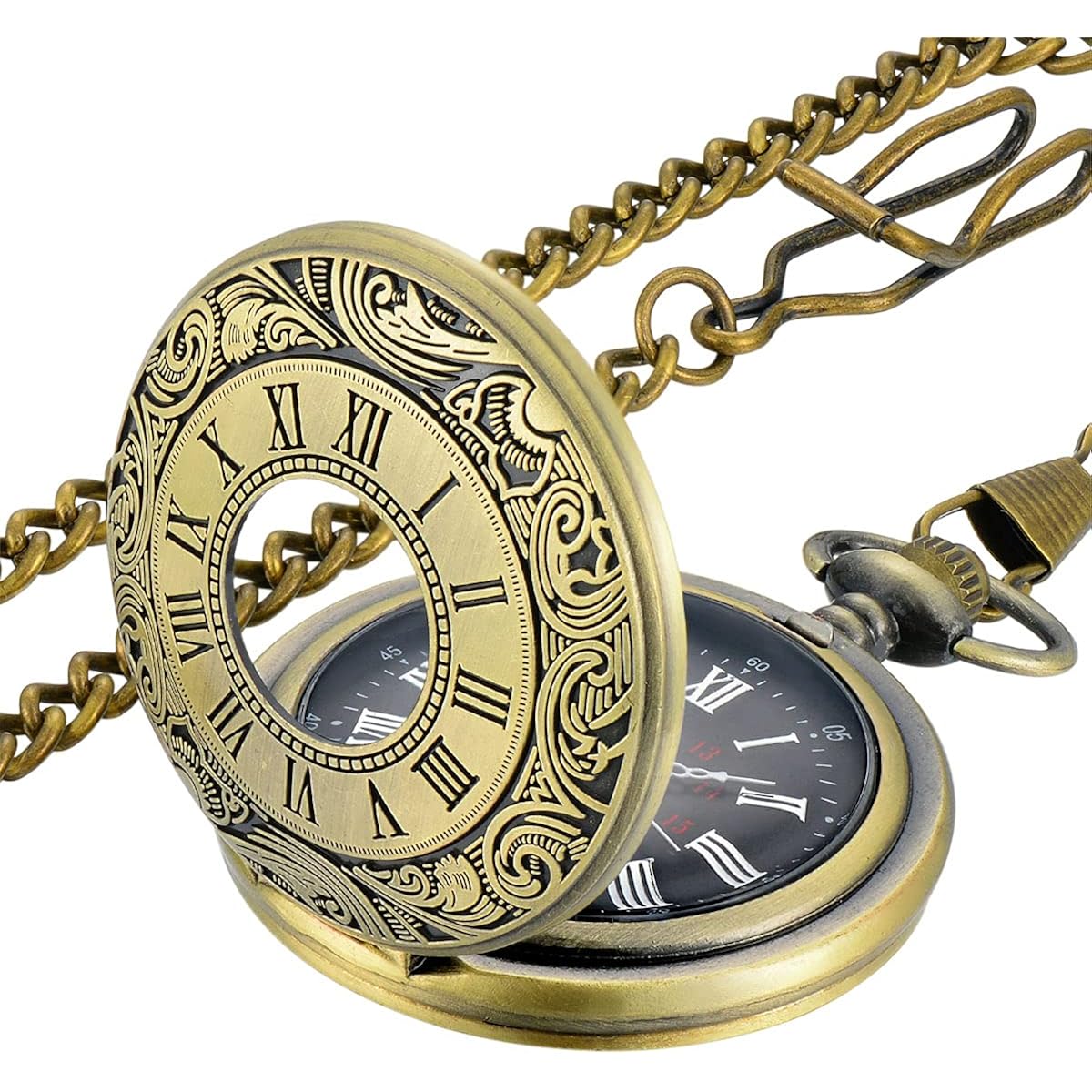 LYMFHCH Vintage Pocket klocka Roman Numerals Scale kvarts - Image 7