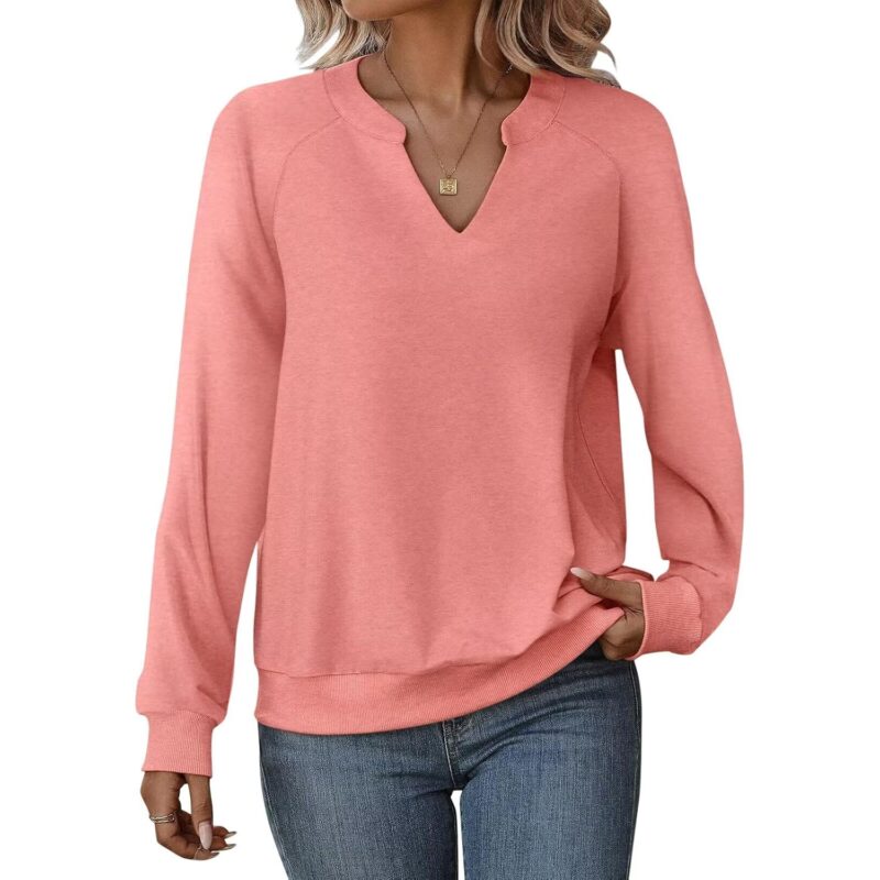 EADINVE Dam Casual Long Sleeve V Neck sweatshirt
