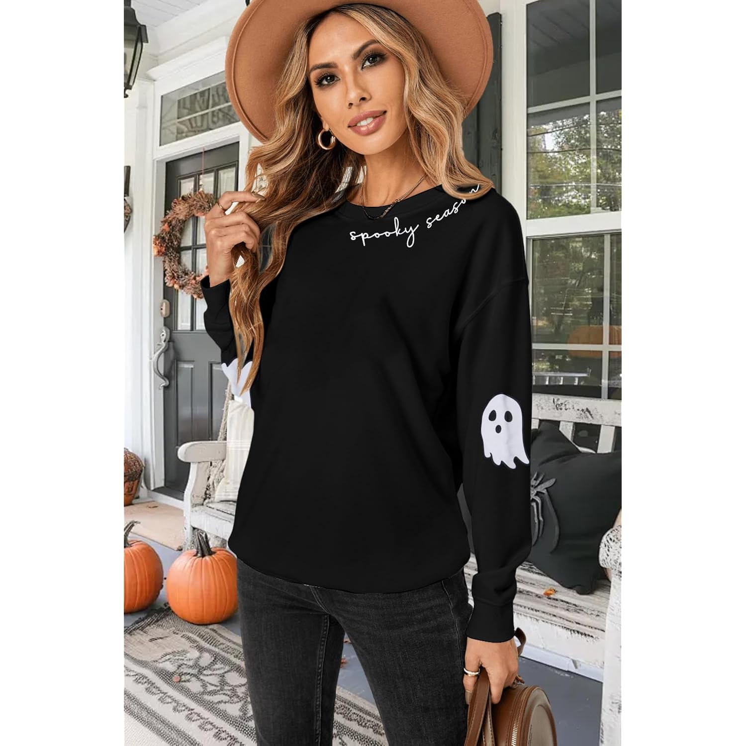 HEBBE Spooky Season sweatshirt Halloween Ghost sweatshirt Dam - Image 3