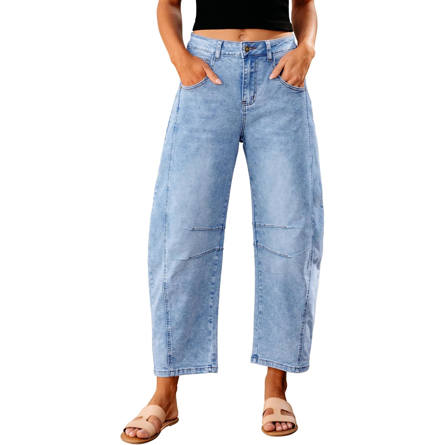 GRAPENT Barrel jeans for Women Trendy High Waisted