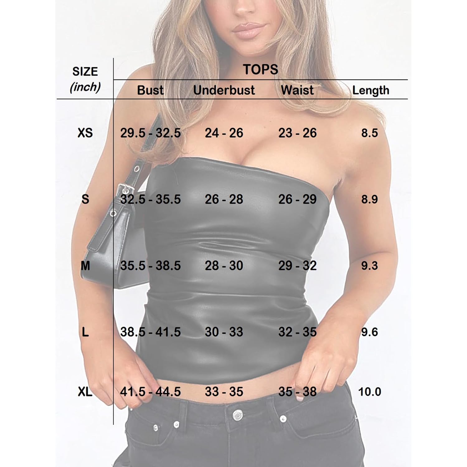 OZICERD Faux Leather Tube topp Strapless Going Out - Image 2