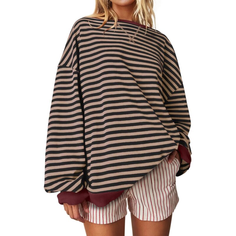 UEU Dam oversized Striped Crewneck sweatshirt Long Sleeve