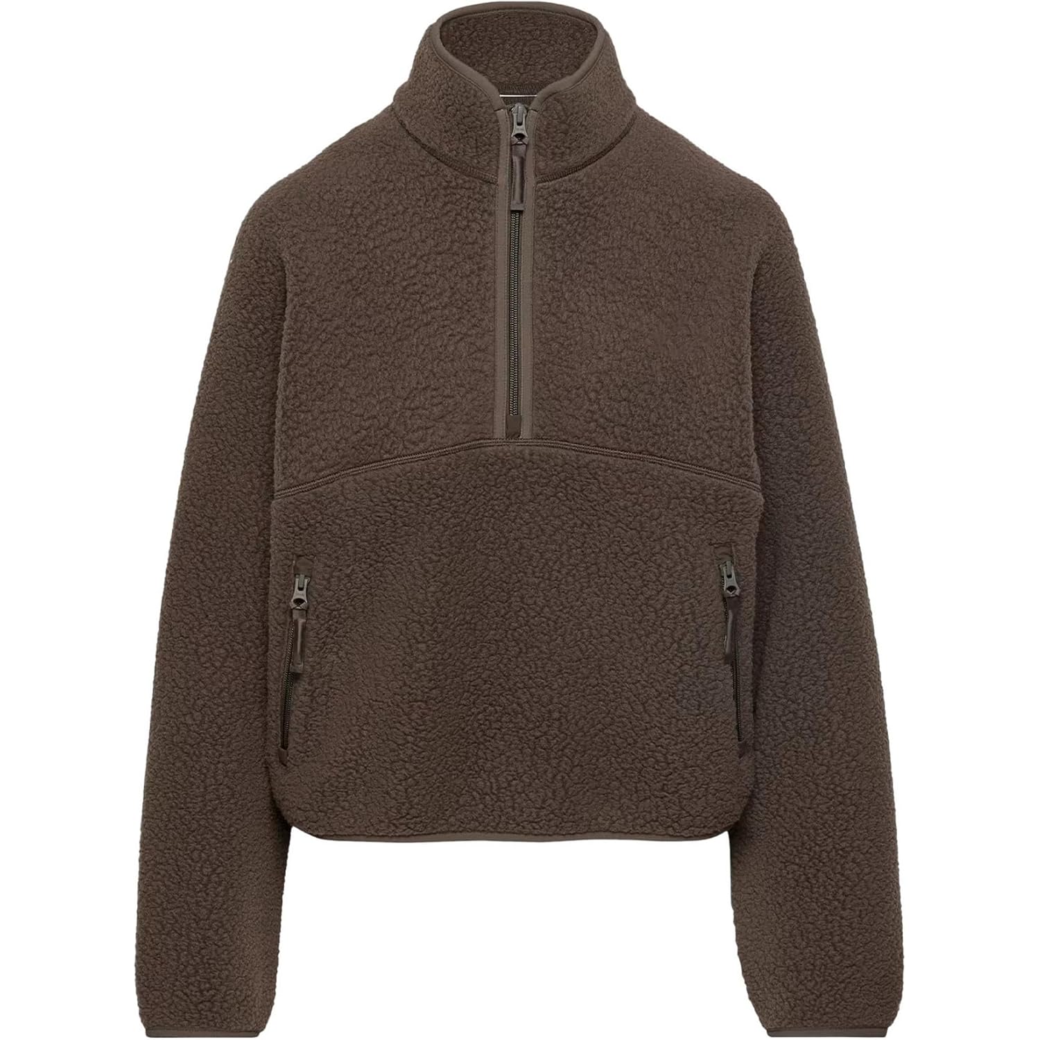 Dam fleece sweatshirt cropped halv dragkedja Fuzzy Warm - Image 7