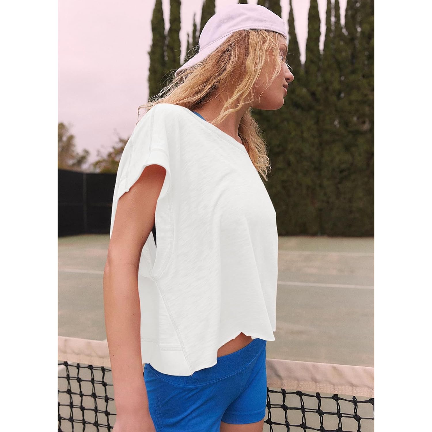 Dam kortärmad Workout skjorta Open Back topp Casual - Image 6