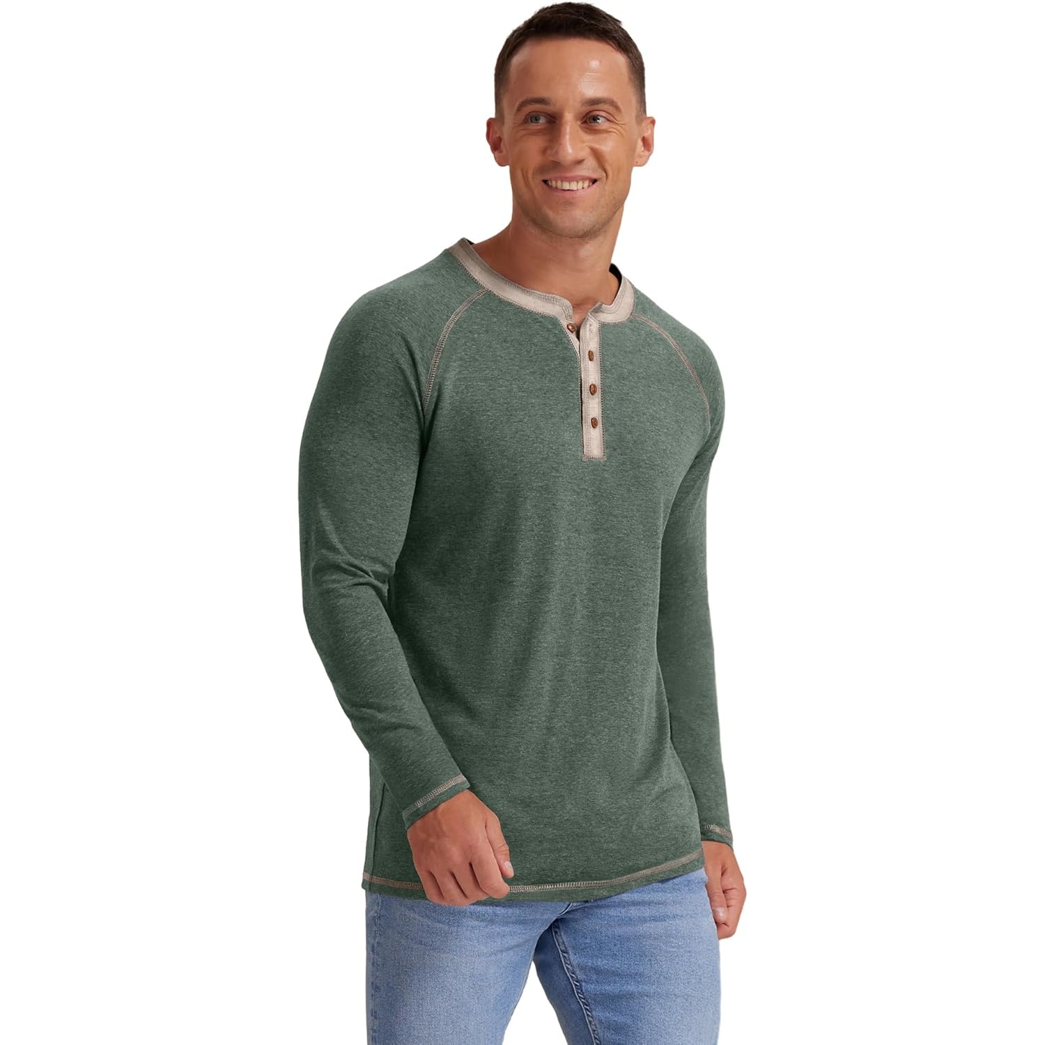 Sailwind Herr Henley Long/kortärmad t‑shirt bomull Casual Shirt - Image 5