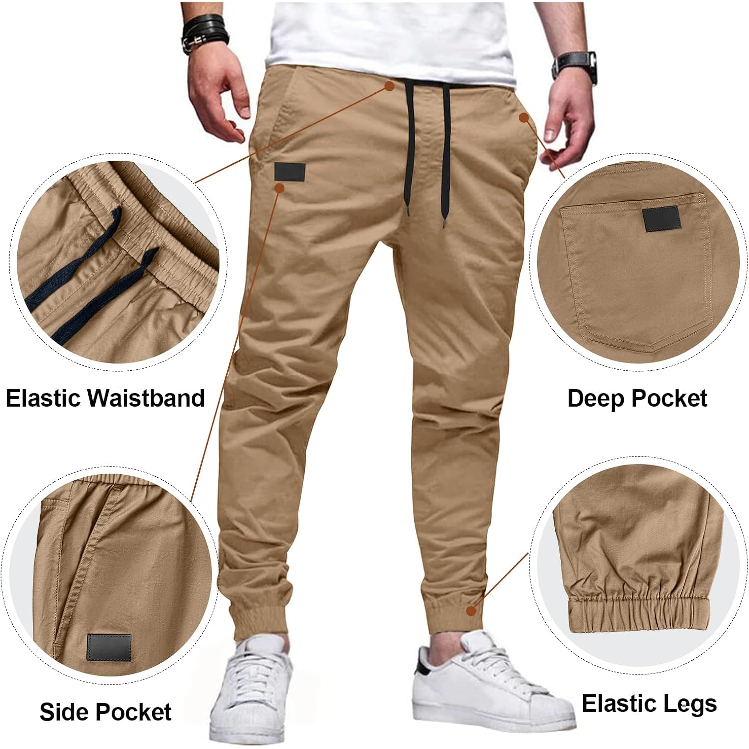 PLEPAN Herr Casual cargo joggers - bomull dragsko - Image 3