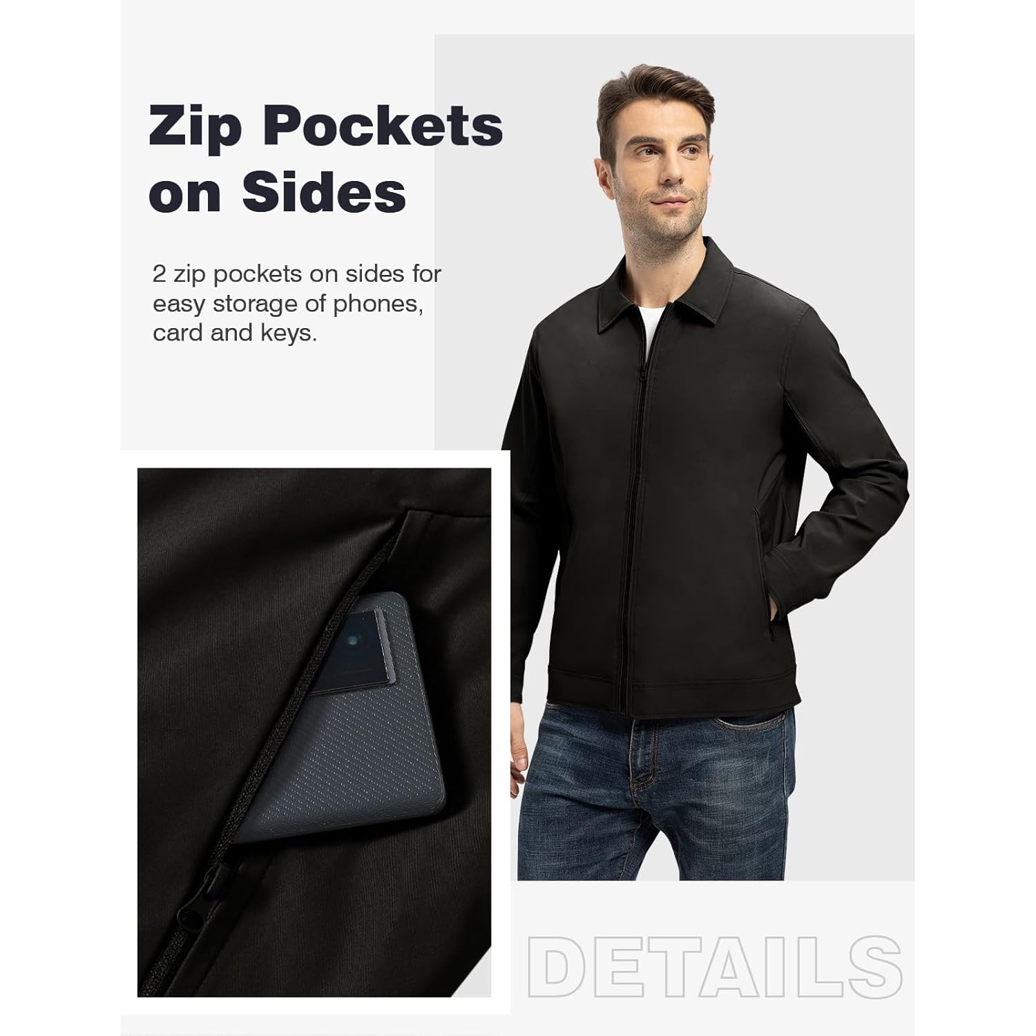 TBMPOY Herr lättvikts jacka Casual Windbreaker Stylish Light - Image 3