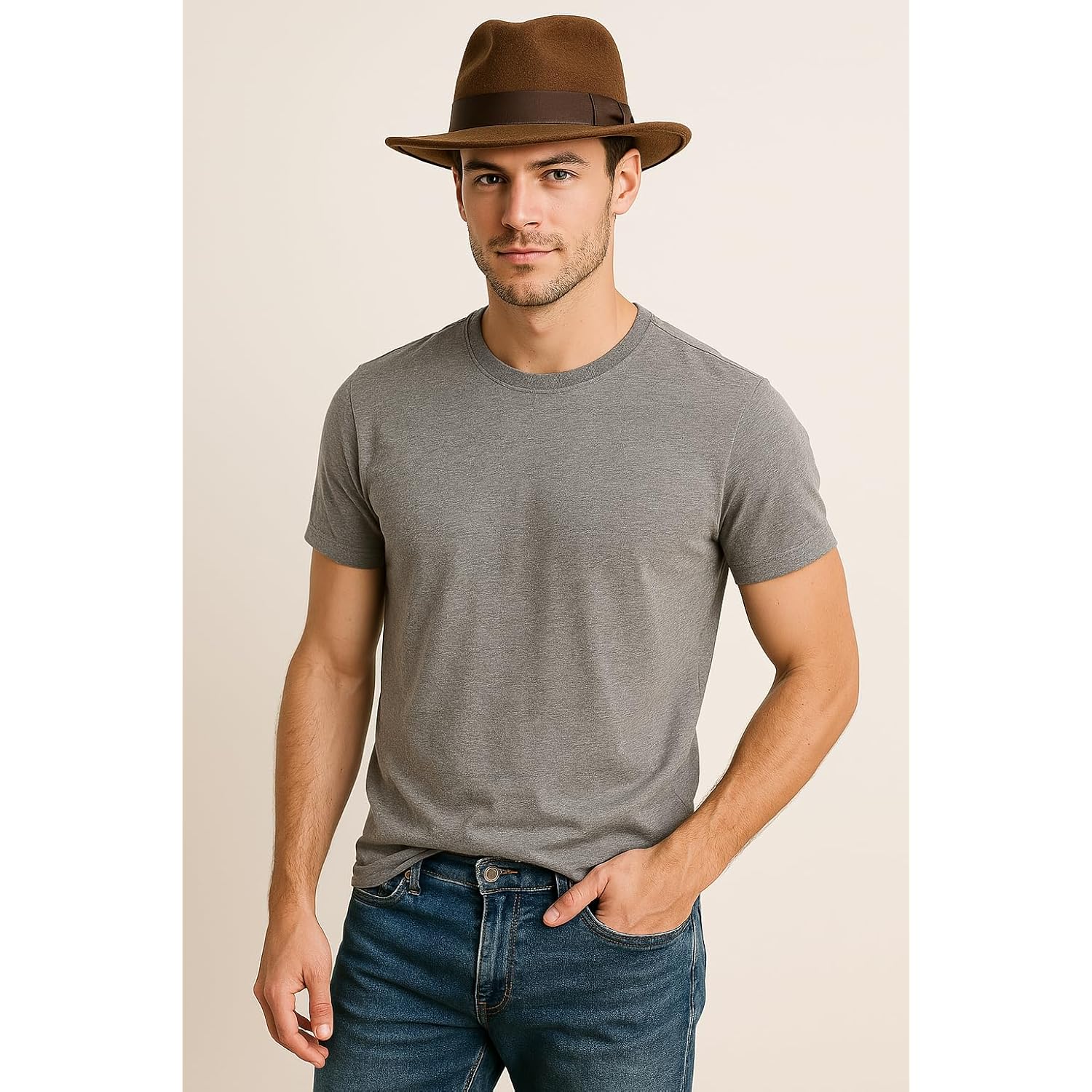 Loxdonz Adult brun fedora hatt - Cosplay Halloween - Image 6