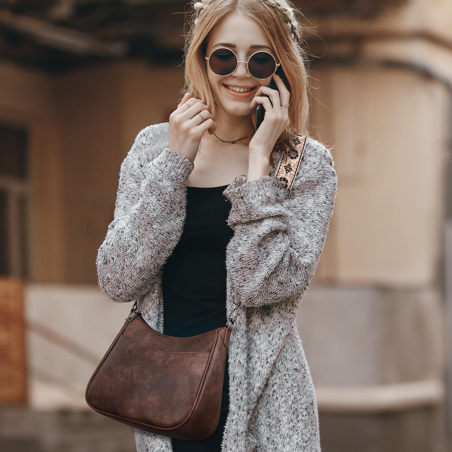 APHISON Trendy läder crossbody Purse with justerbar rem, - Image 2