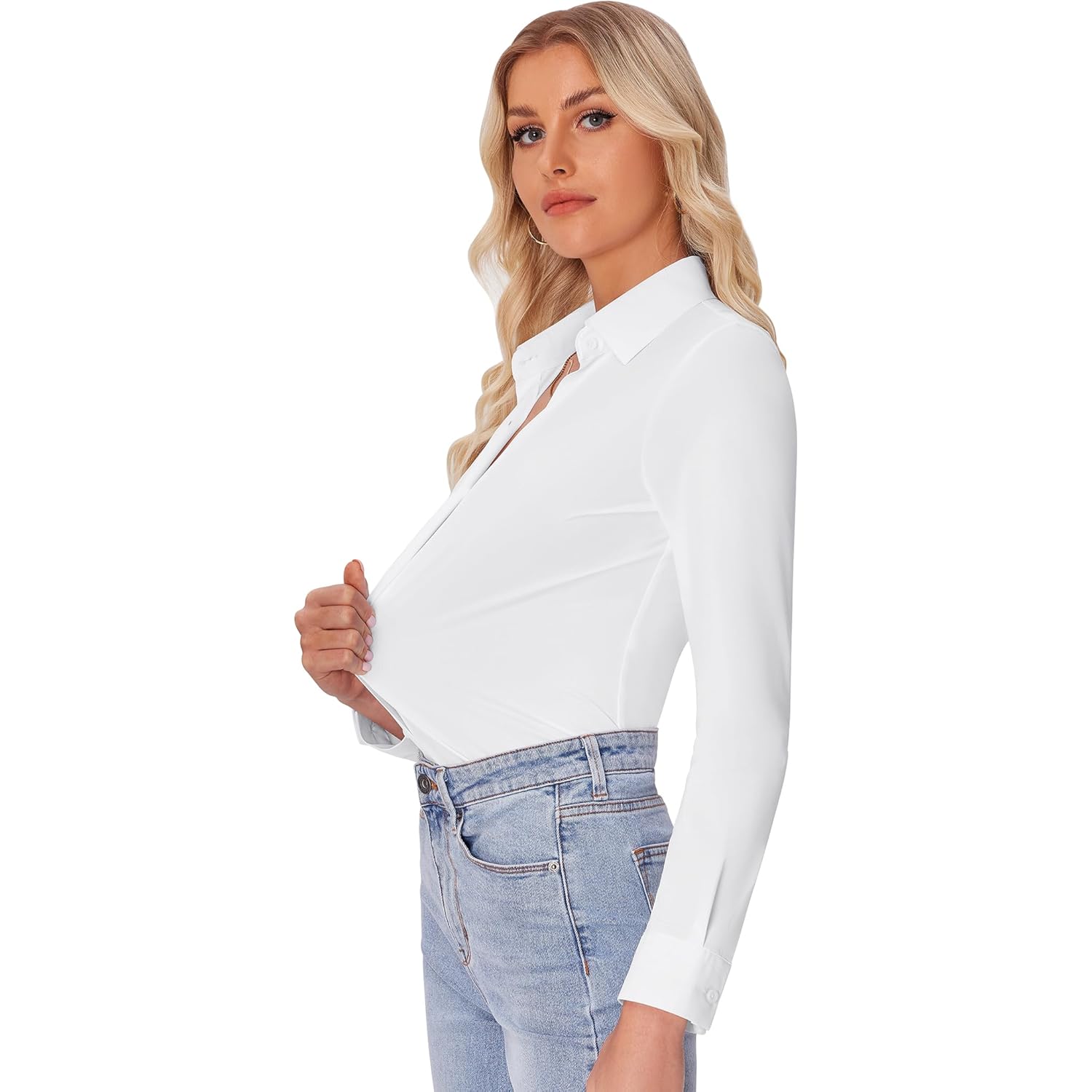 Siliteelon knäppning skjorta for Dam slim fit långärmad - Image 3