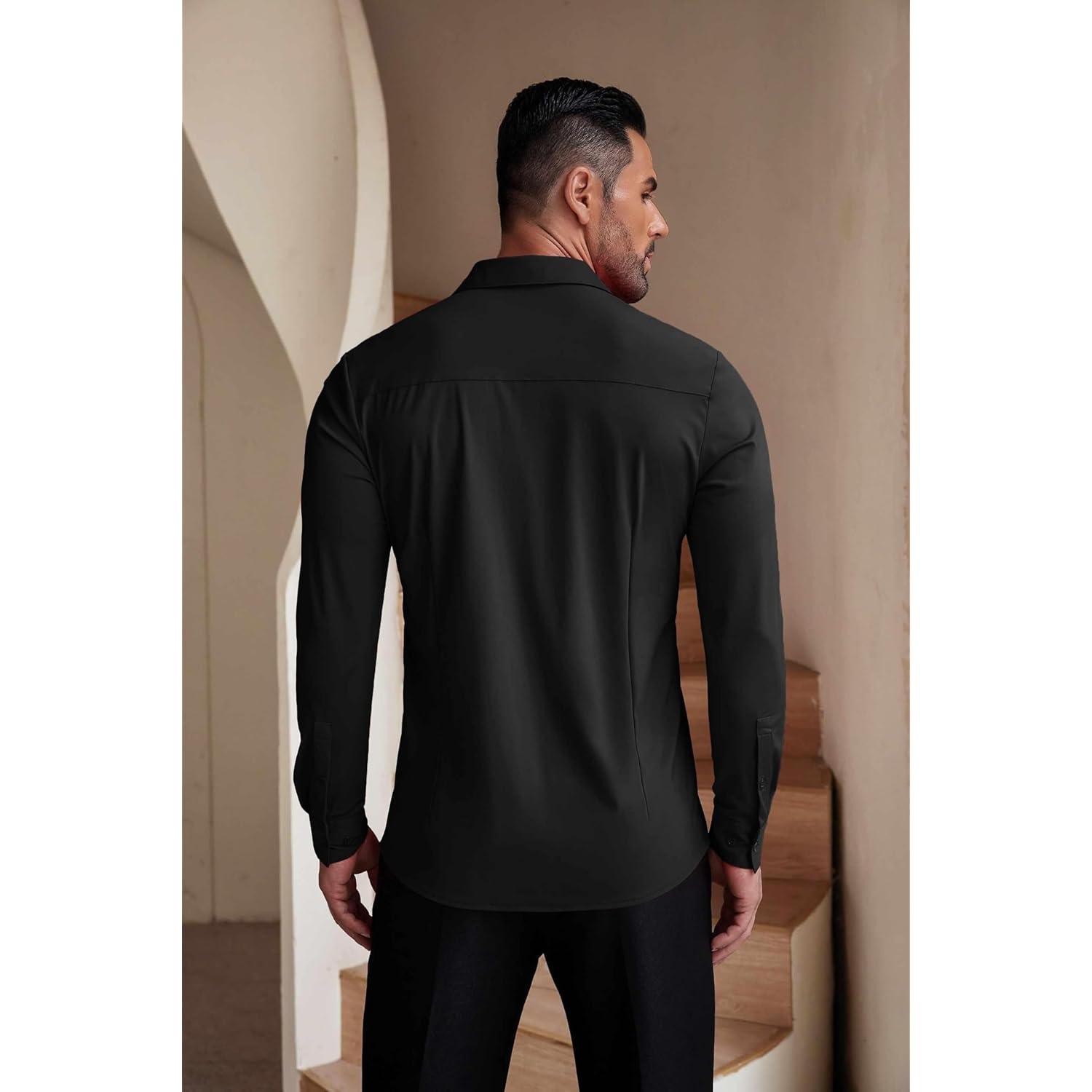 COOFANDY Herr Muscle Fit Dress skjorta Wrinkle-Free långärmad - Image 7