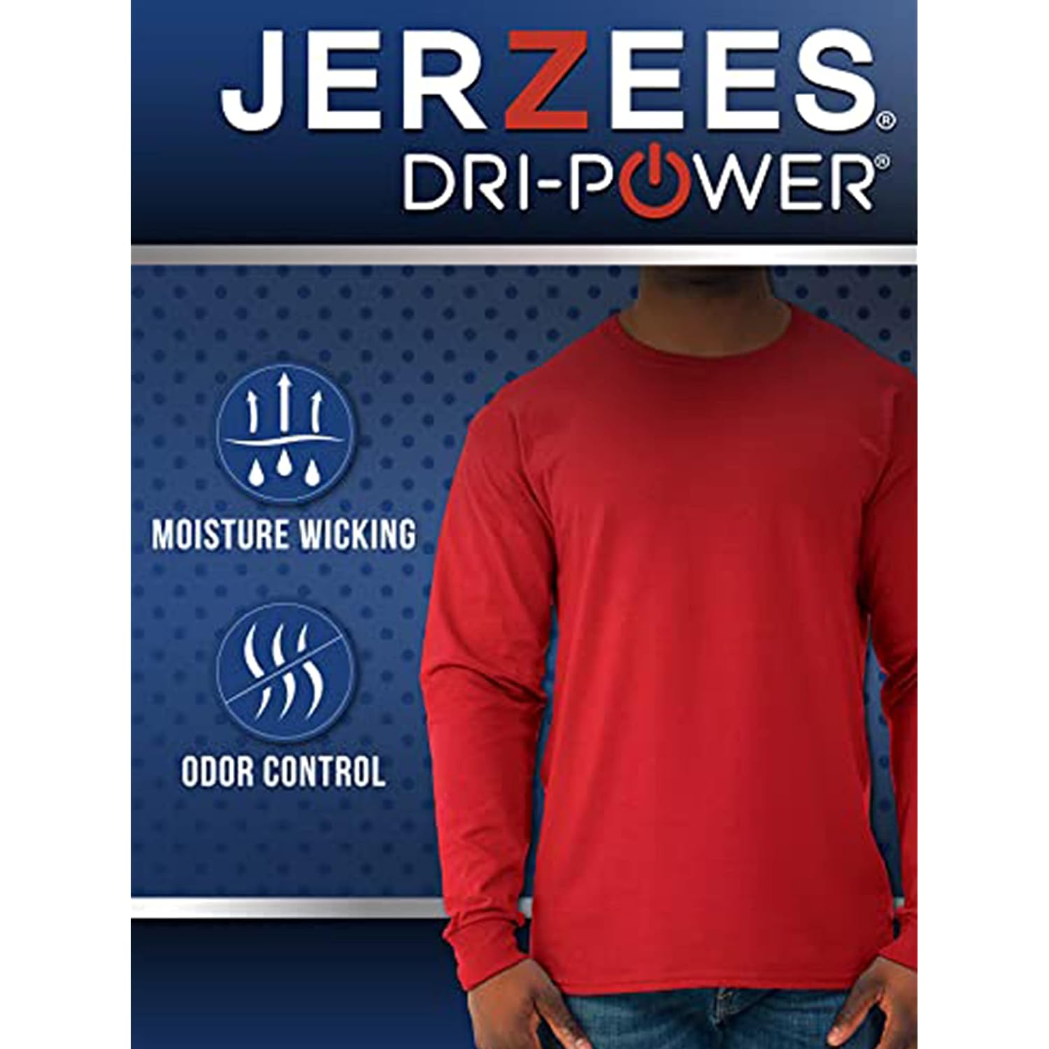 Jerzees Herr Dri-Power bomull Blend långärmad t‑shirt, Moisture - Image 4