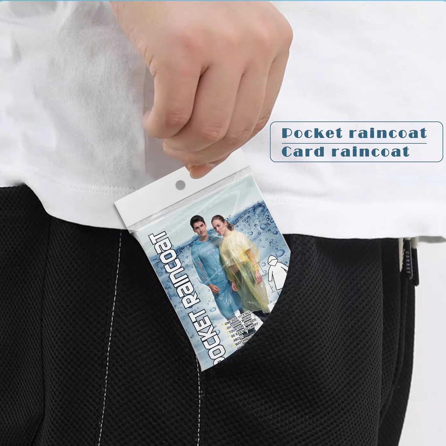 10 Pack Disposable Rain Ponchos for Adults, Card-Sized - Image 7