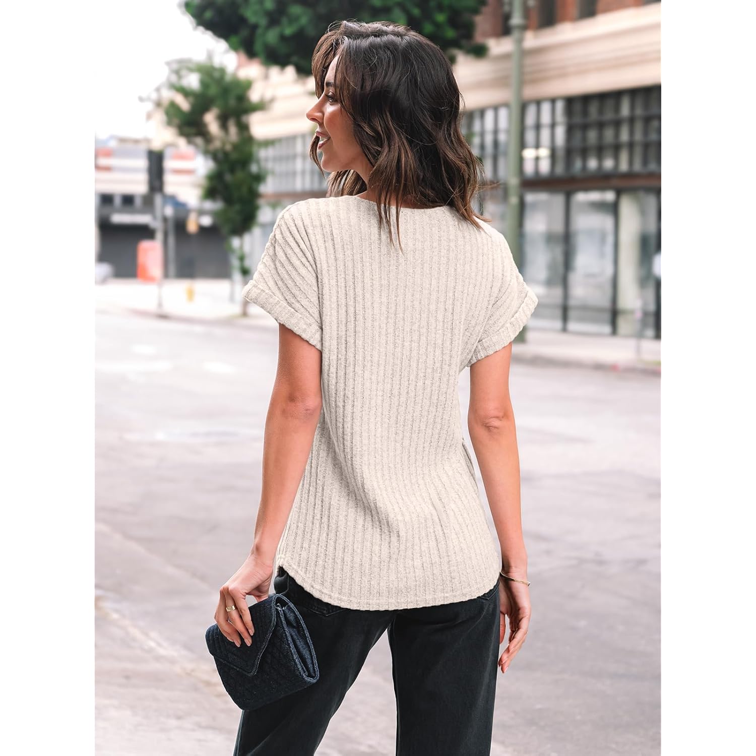 AUTOMET Dam Textured skjorta Fall Sweaters Loose Fit - Image 4