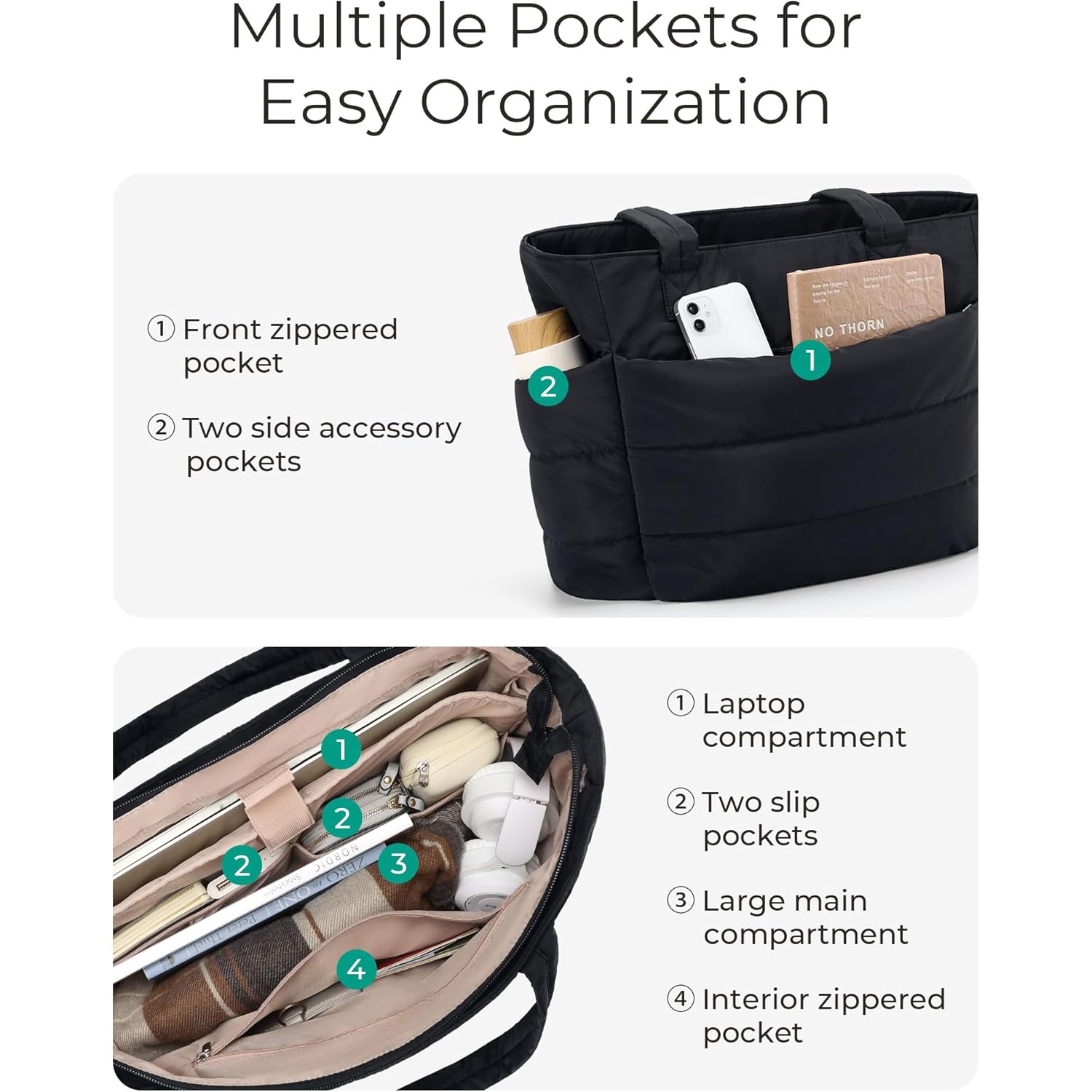 BAGSMART shopper Bag for Women, Lightweight Puffy shopper - Image 6