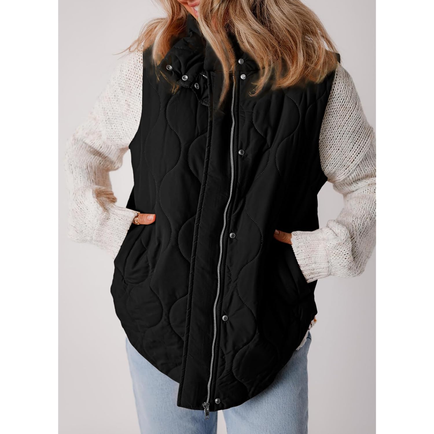 EVALESS cropped puffer väst Dam Lightweight quiltad Stand - Image 5