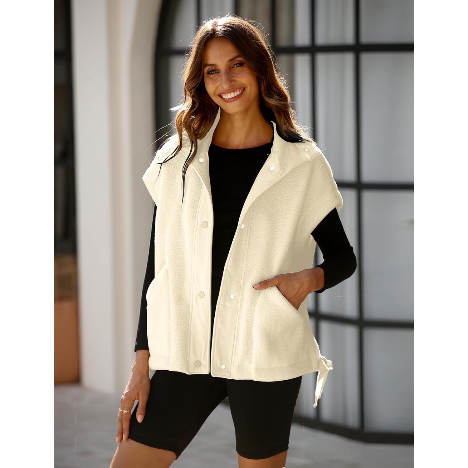 OPCAKM Dam Fuzzy Fleece väst oversized Sleeveless Sherpa - Image 2