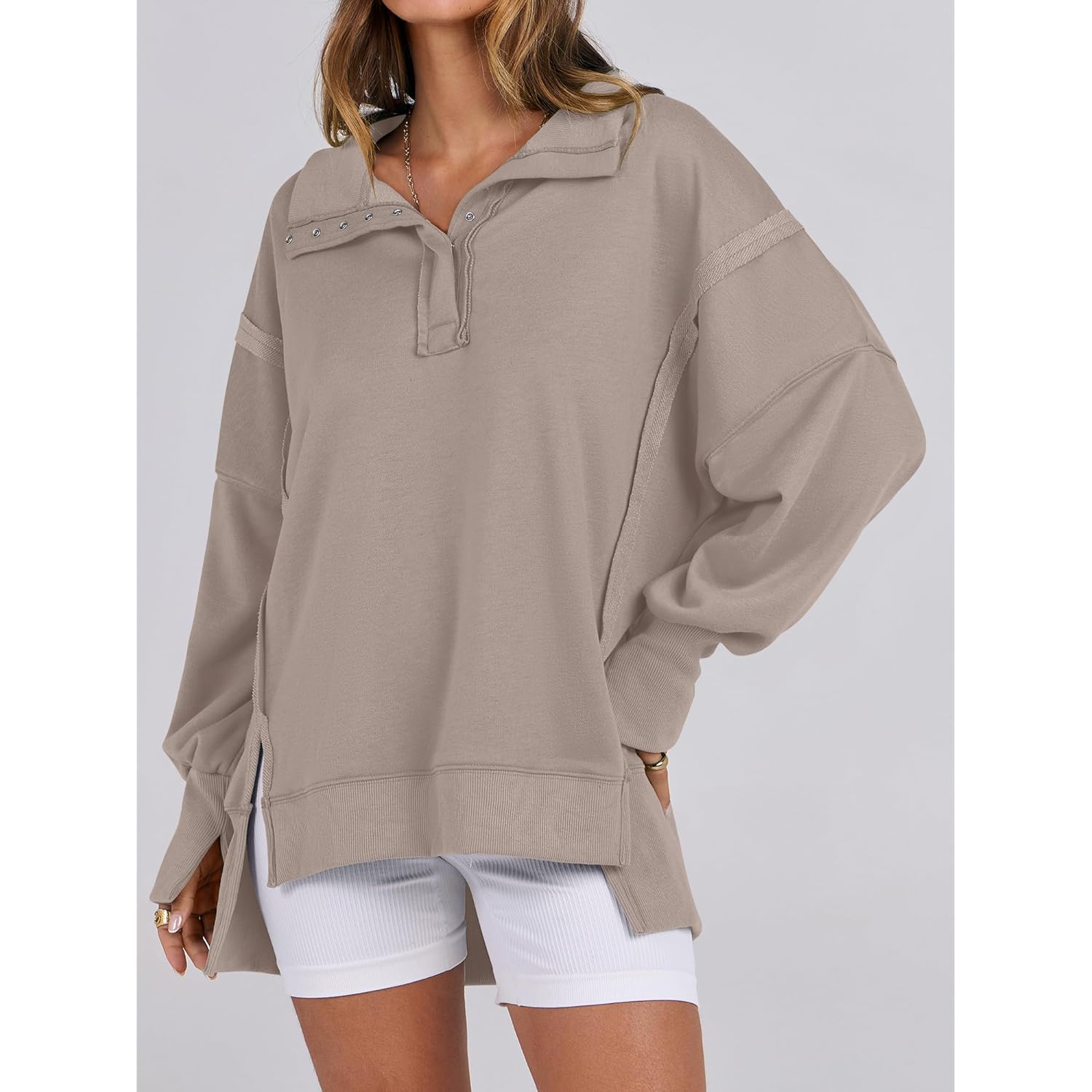 ANRABESS Dam sweatshirt oversized Casual Loose Button Up - Image 2