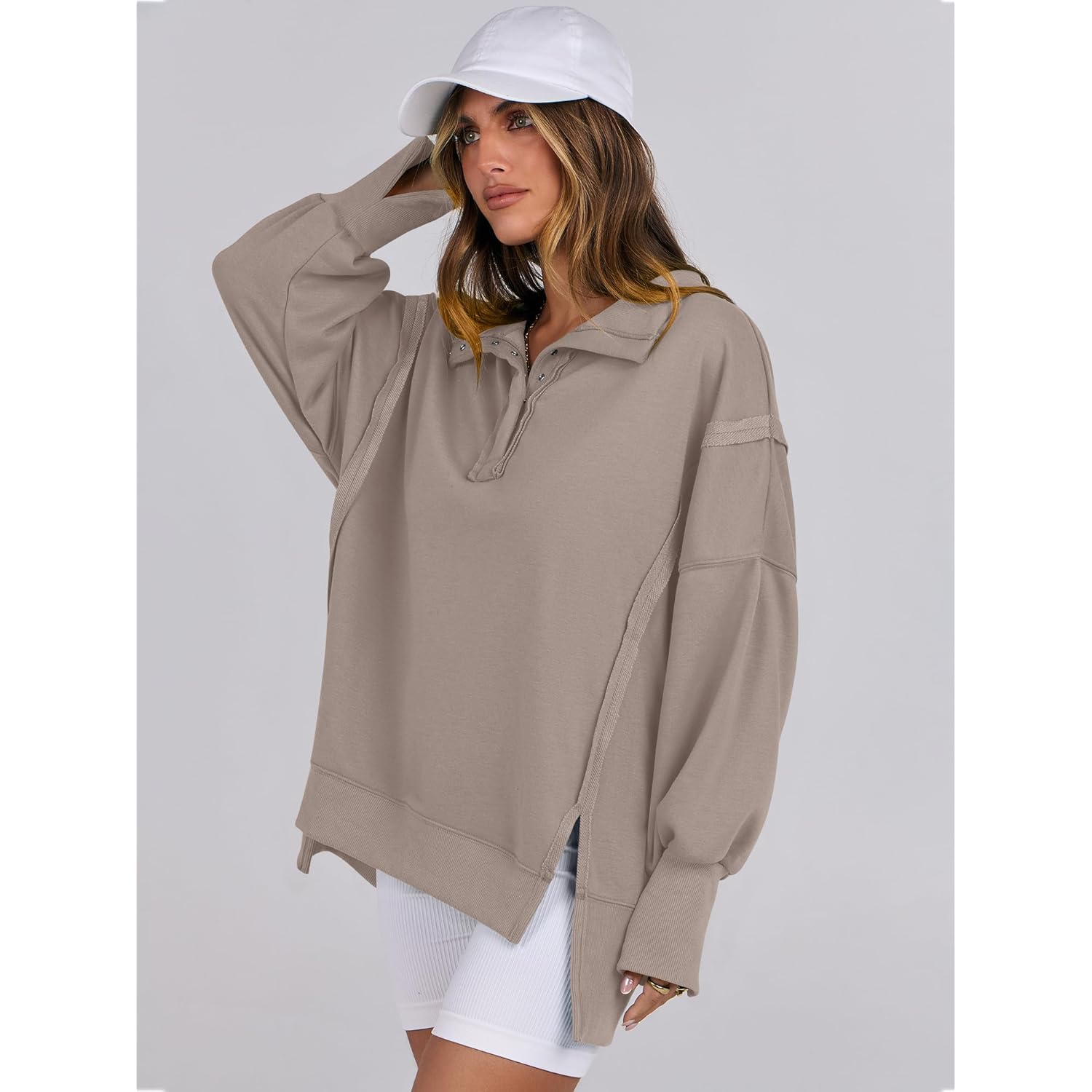 ANRABESS Dam sweatshirt oversized Casual Loose Button Up - Image 4