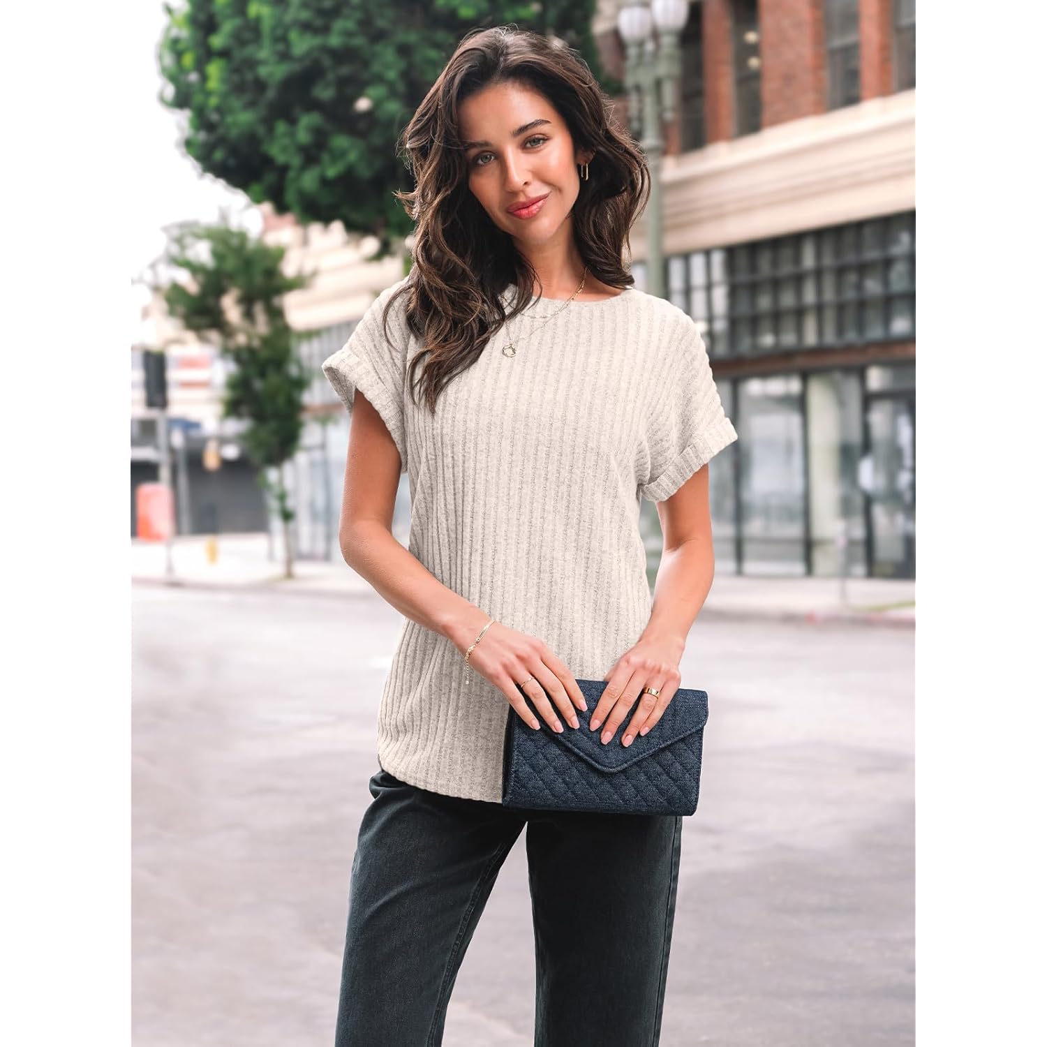 AUTOMET Dam Textured skjorta Fall Sweaters Loose Fit - Image 2