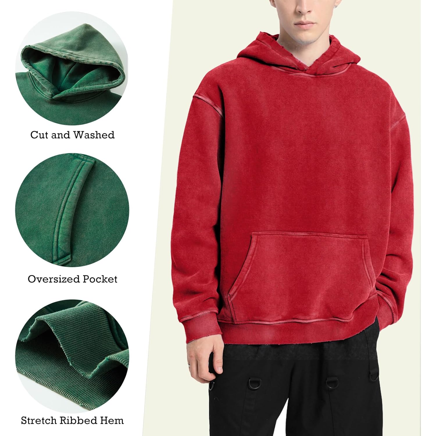 FAIABLE Dam oversized Acid Wash hoodie Unisex Heavyweight - Image 3