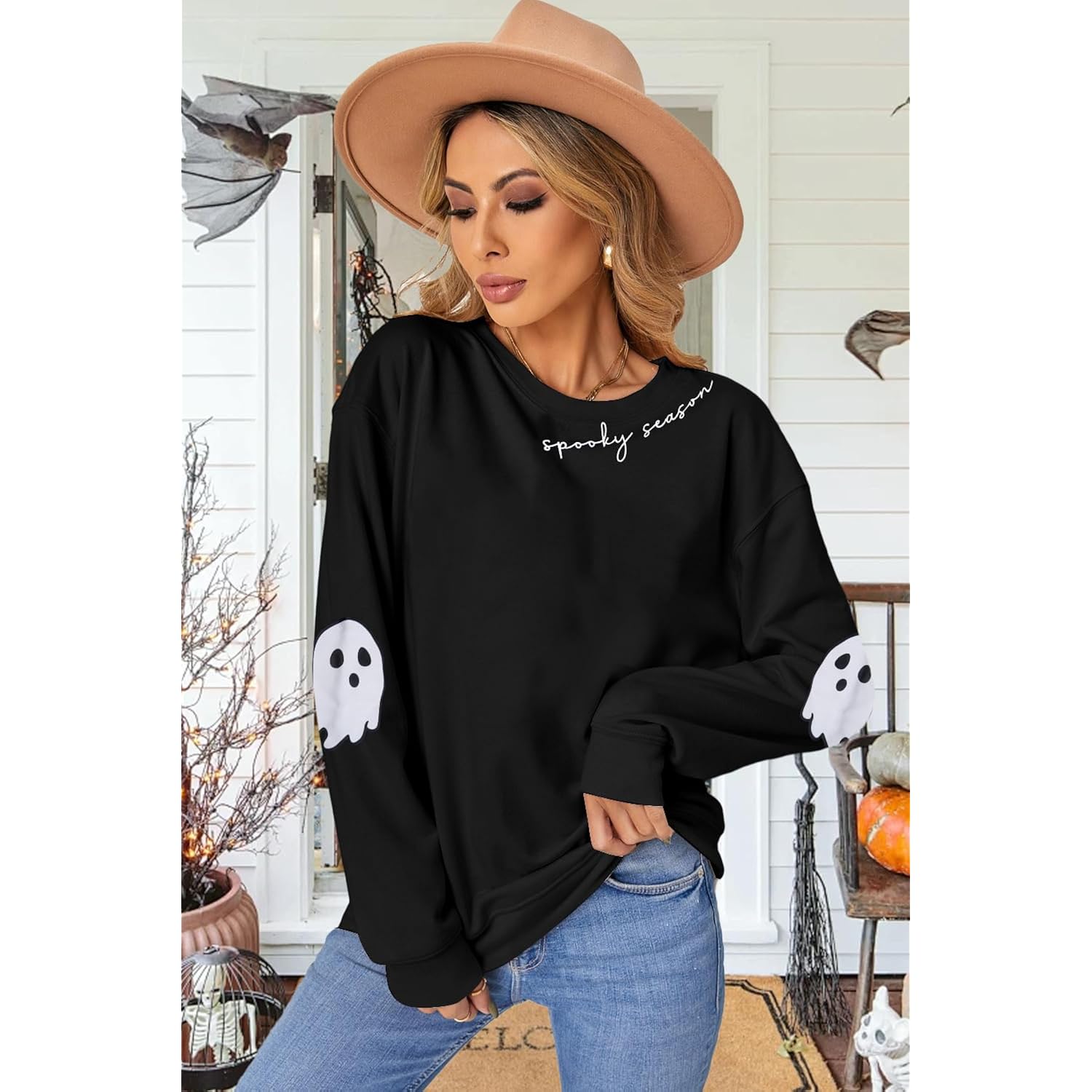 HEBBE Spooky Season sweatshirt Halloween Ghost sweatshirt Dam - Image 2